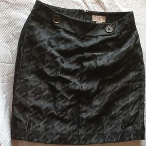 Black Textured Skirt with Button Detail